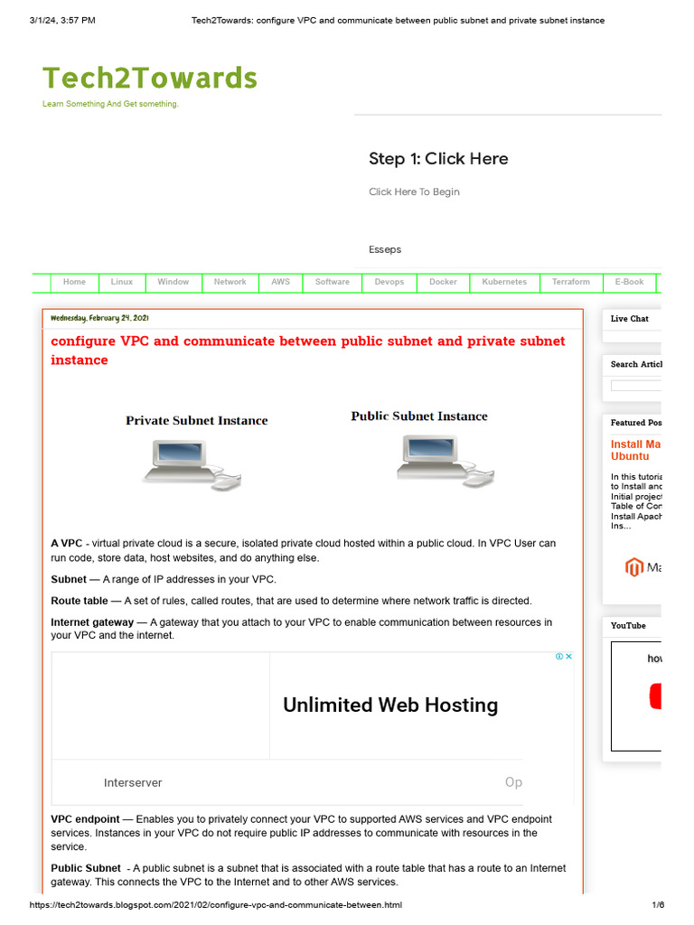 Configure VPC: Public & Private Subnets | PDF | Ip Address | Internet