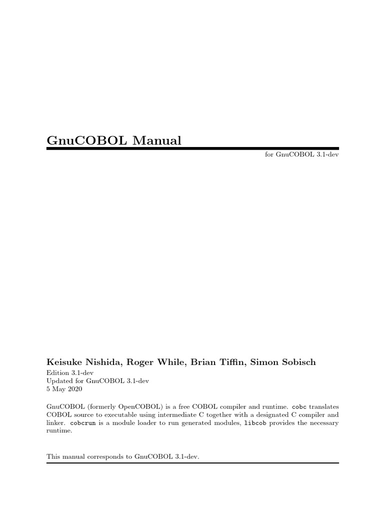 Gnu COBOL | PDF | Library (Computing) | C (Programming Language)