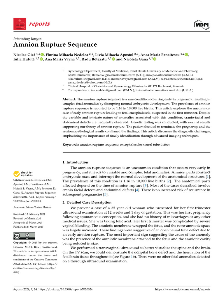 Amnion Rupture Sequence | PDF | Medical Specialties | Clinical Medicine