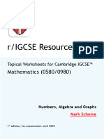 Numbers, Algebra and Graphs - Mark Scheme