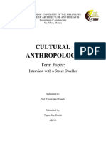 Cultural Anthropology - Term Paper - Interview With A Street Dweller
