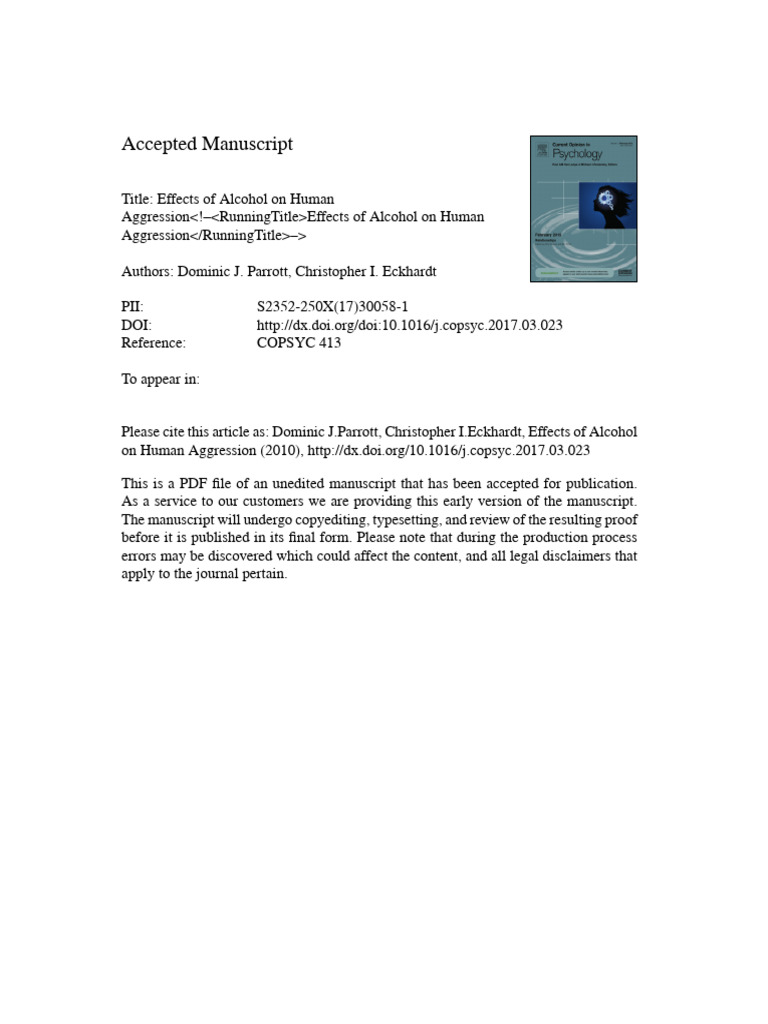 Alcohol's Impact on Human Aggression | PDF | Aggression | Attention