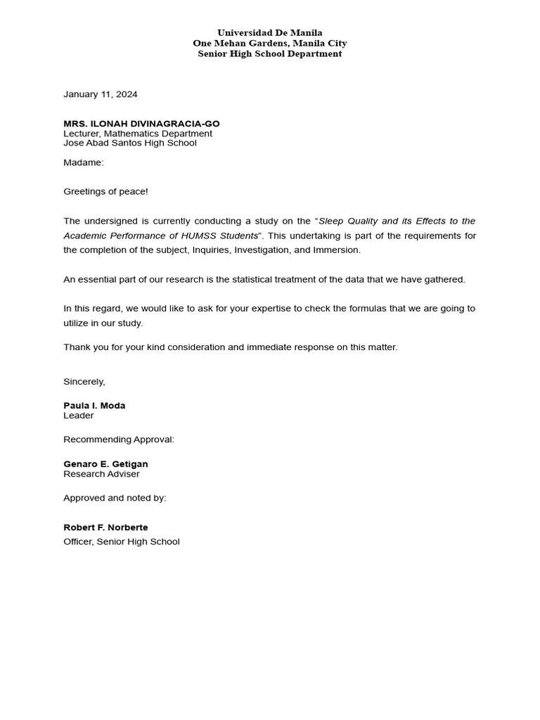 Letter For Statistician | PDF | Career & Growth | Self-Improvement