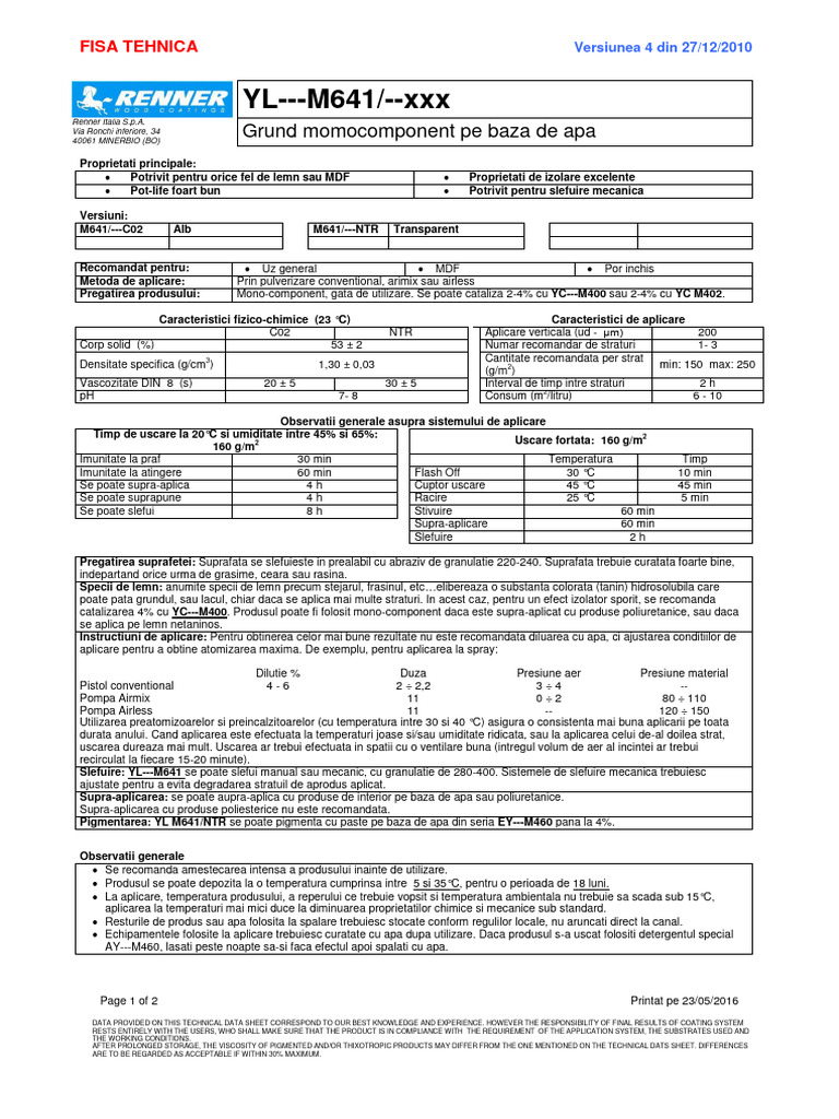 YL - M641 - XXX - RO - Rev04 | PDF