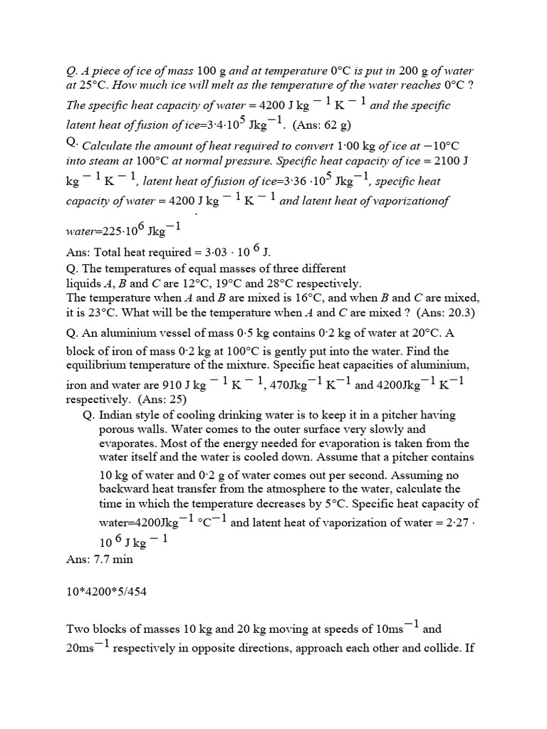 Heat Transfer Calculations in Physics | PDF | Science & Mathematics