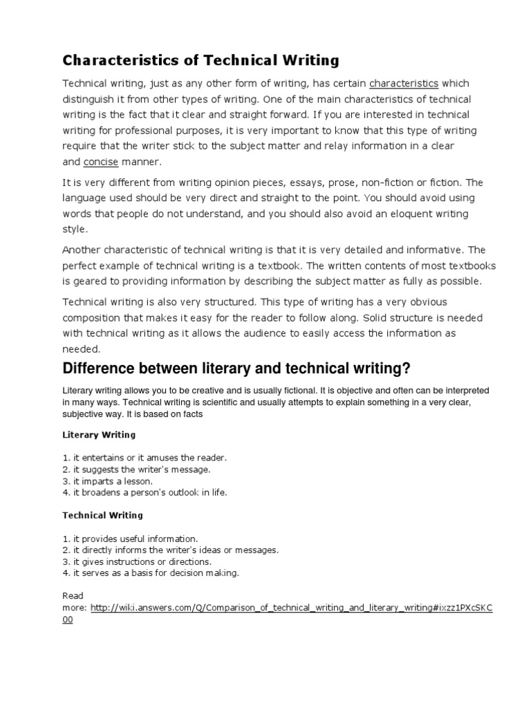 Characteristics of Technical Writing | PDF | Writers | Information