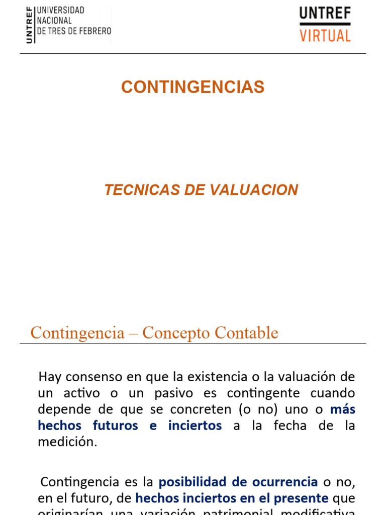 Clasificación y Tratamiento de Contingencias Contables | PDF ...