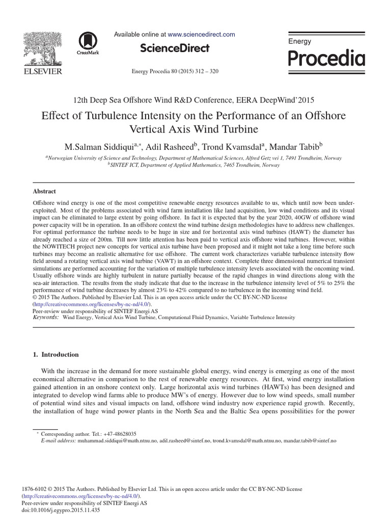 Effect of Turbulence Intensity On The Performance of An Offshore ...