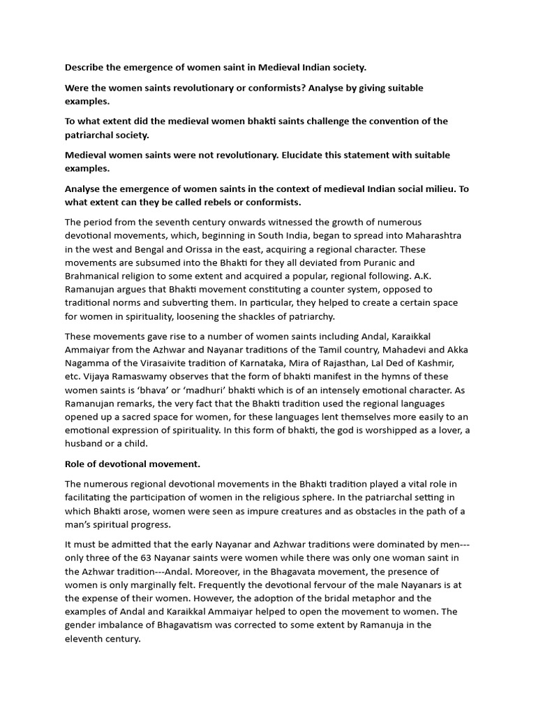 Women Saints in Medieval India: A Study | PDF | Bhakti Movement | Bhakti