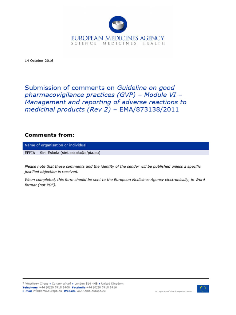 GVP Module Vi Adverse Reactions Rev 2 - Final Efpia Clean-1 | PDF ...