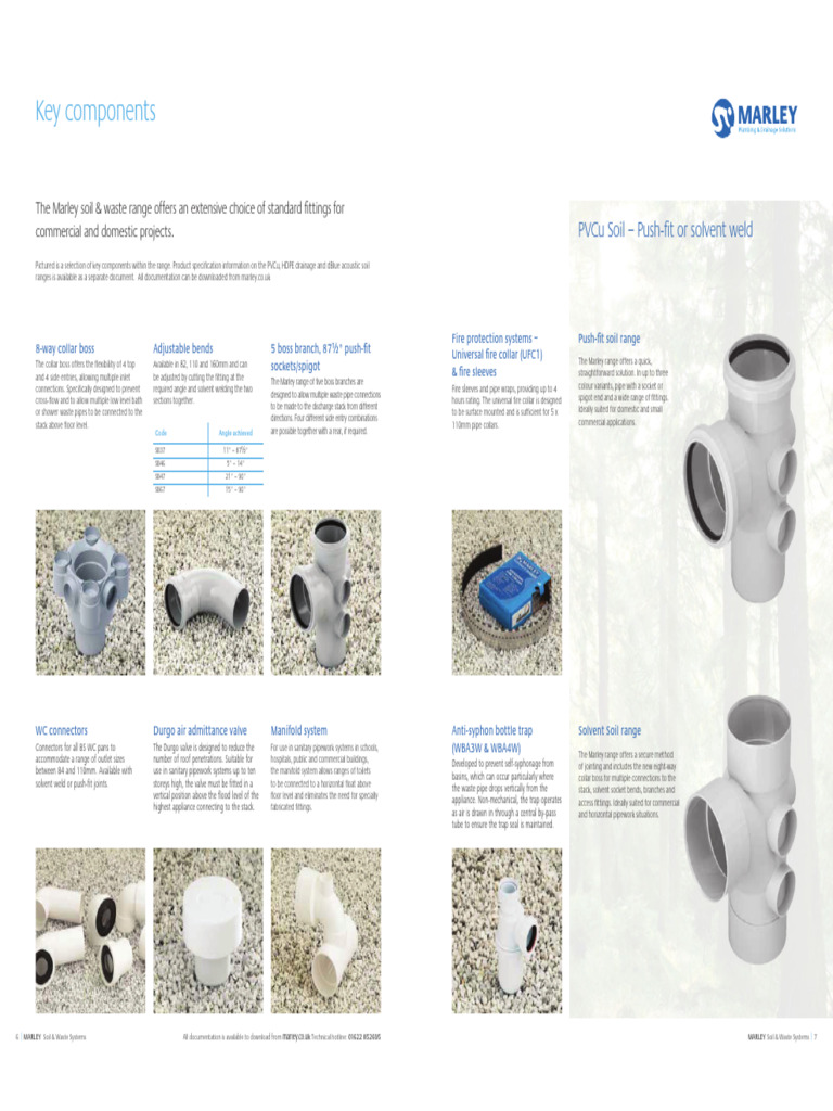 Key Components Pvcu Soil PushFit or Solvent Weld PDF Pipe