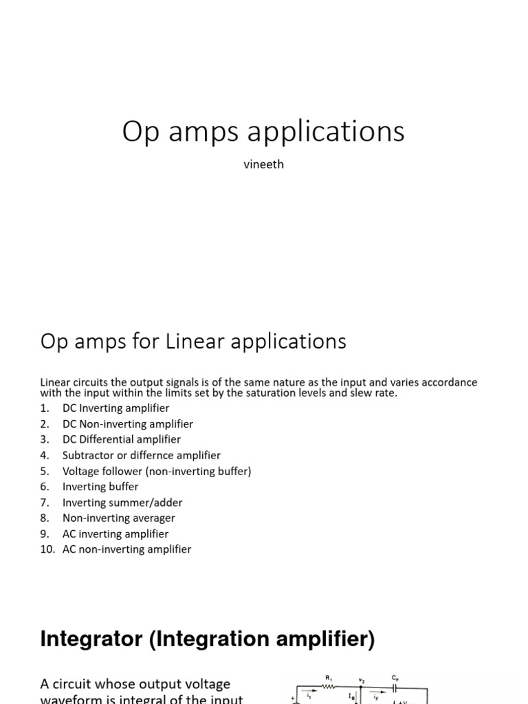 4 Op amps Applications PDF Amplifier Electronic Filter