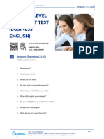 Speaking Level Placement Test Business English American English Student
