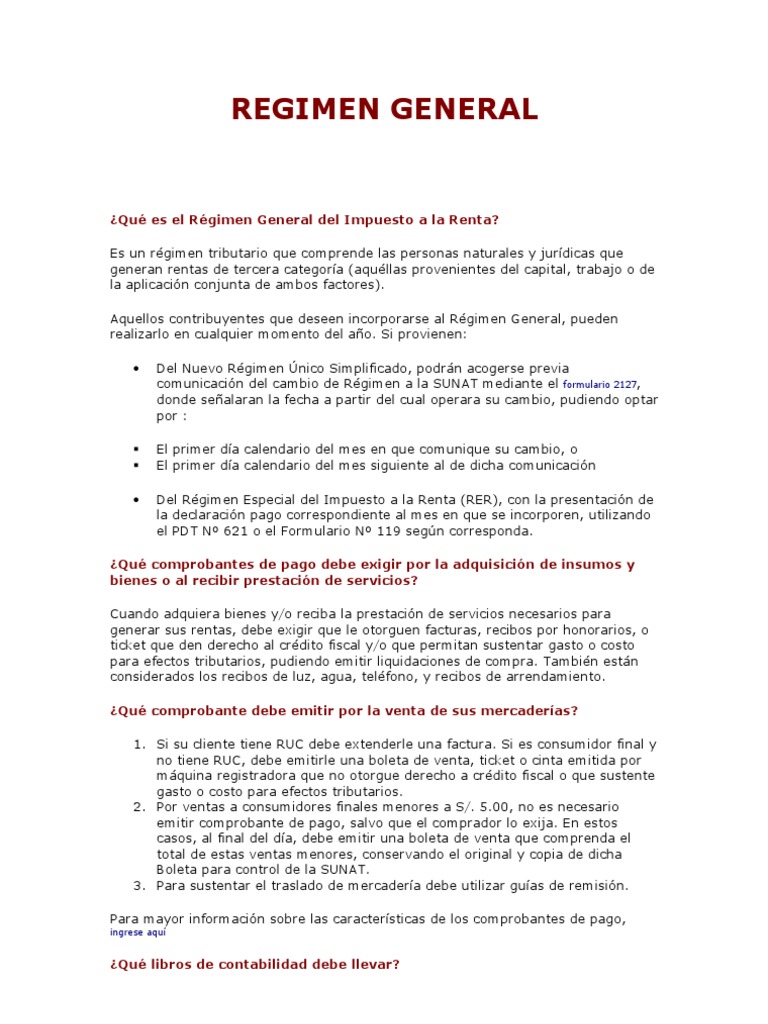 Regimen General | PDF | Impuestos | Impuesto sobre la renta