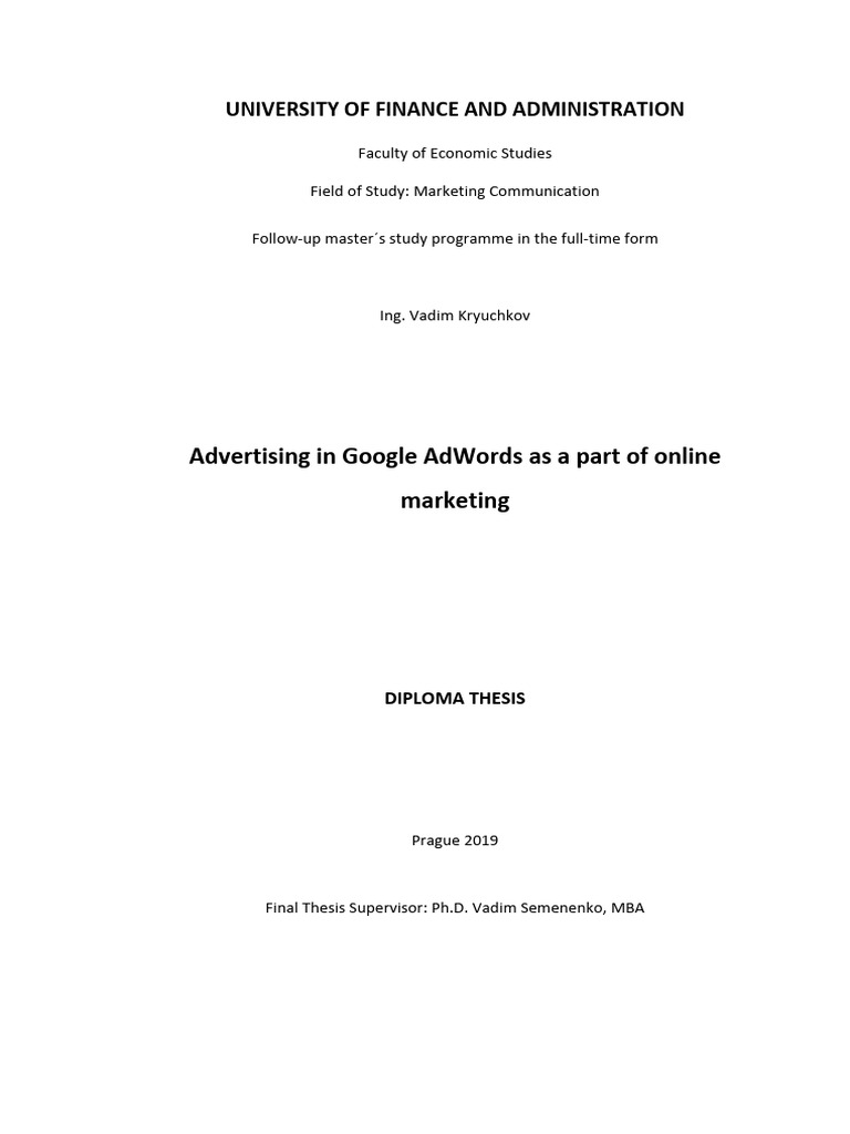 Advert Google Ads Final Thesis Vadim Kryuchkov 16 FINAL | PDF | Online ...