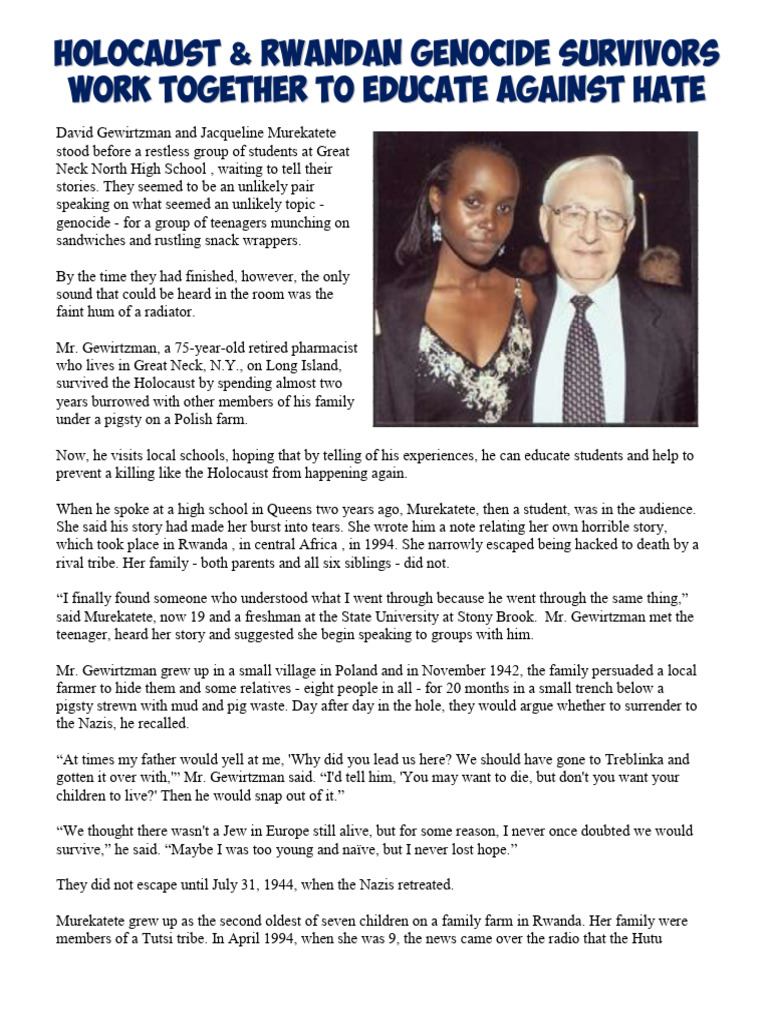 Survivors Unite Against Genocide | PDF | Rwandan Genocide | Hutu
