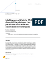Intelligence Artificielle ET - OU Diversité Linguistique - Les Paradoxes Du Traitement Automatique Des Langues