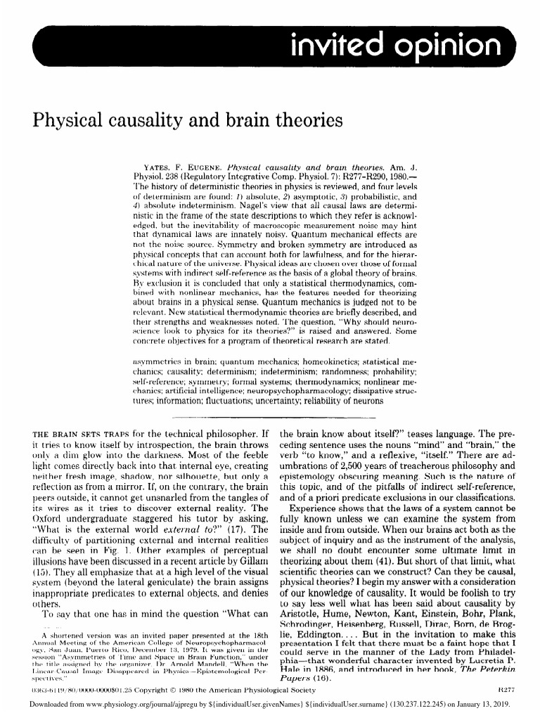 Yates 1980 | PDF | Quantum Mechanics | Determinism