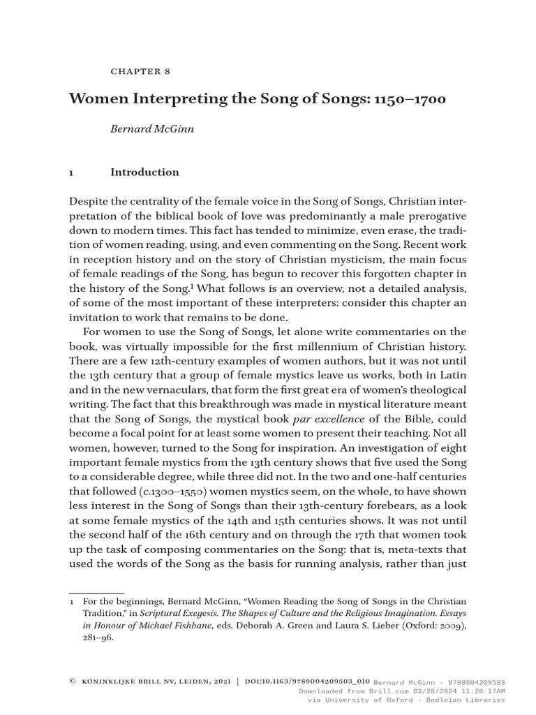 Women's Interpretations of the Song of Songs | PDF | Song Of Songs ...