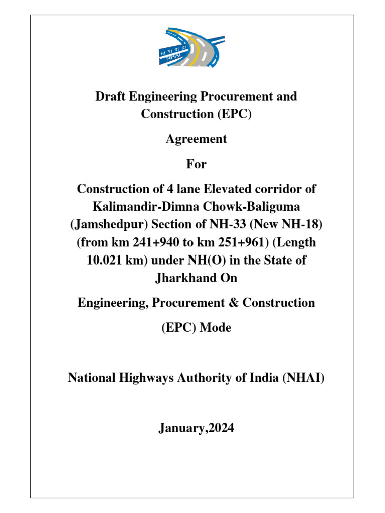 NH-33 Elevated Corridor EPC Agreement | PDF | Request For Proposal ...