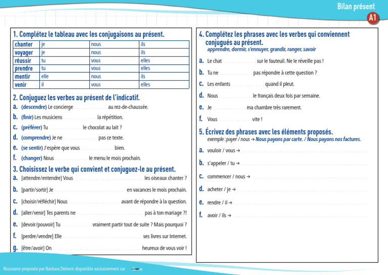 Conjugaison des verbes au présent | PDF | Linguistique