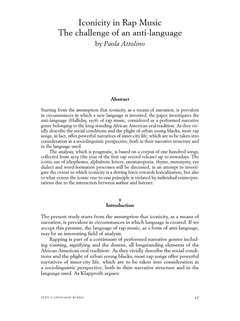 Iconicity in Rap Music Analysis | PDF | Linguistics | Gesture