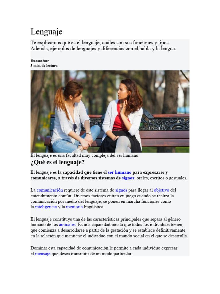 Funciones y Tipos de Lenguaje | PDF | Comunicación | Comunicación humana
