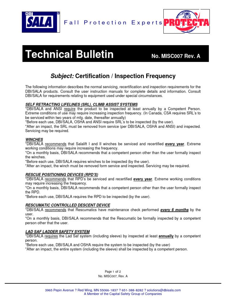 MISC006 Certification & Inspection Frequency | Download Free PDF ...