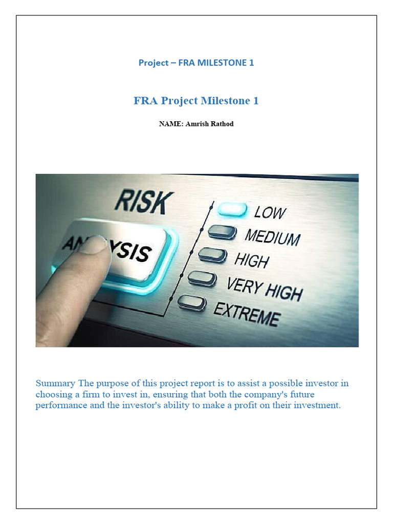 Project - FRA MILESTONE 1 | PDF | Investing