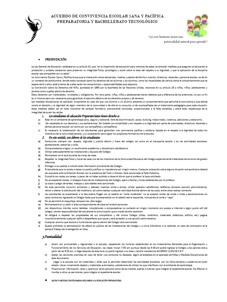Acuerdo de Convivencia Escolar Pacífica | PDF | Escuelas | Agresión