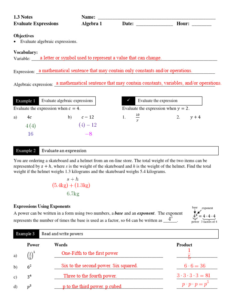 1 3 Notes Pdf Exponentiation Formula