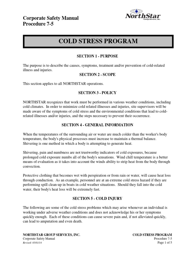 Cold Stress Prevention Guidelines | PDF | Hypothermia