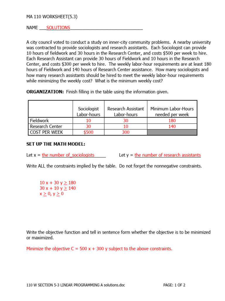 Optimize Labor Costs in Community Study | PDF | Linear Programming ...
