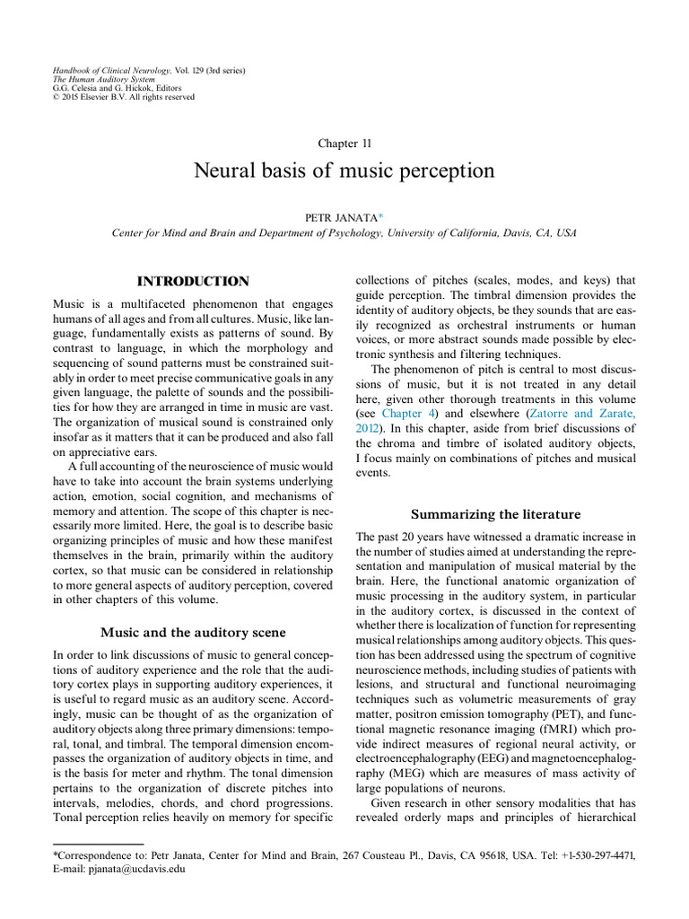 Neural Mechanisms of Music Perception | PDF | Pitch (Music) | Harmony