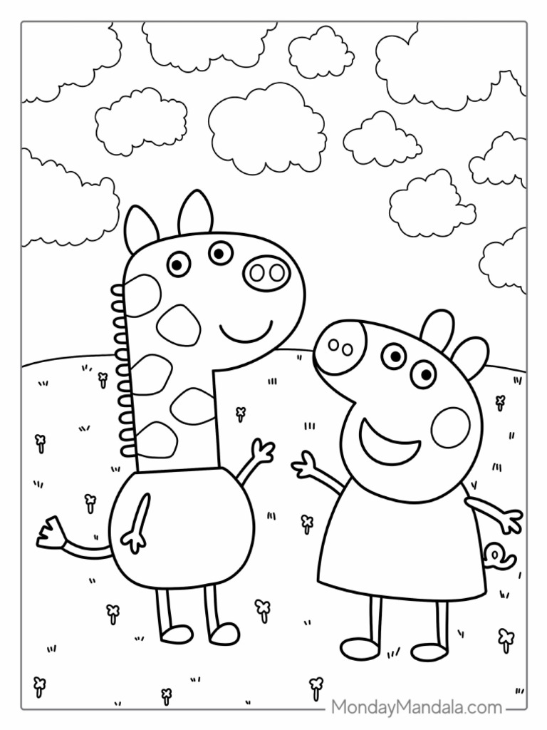 Peppa-Pig-And-Gerald-Giraffe-Coloring-Page (1) | PDF
