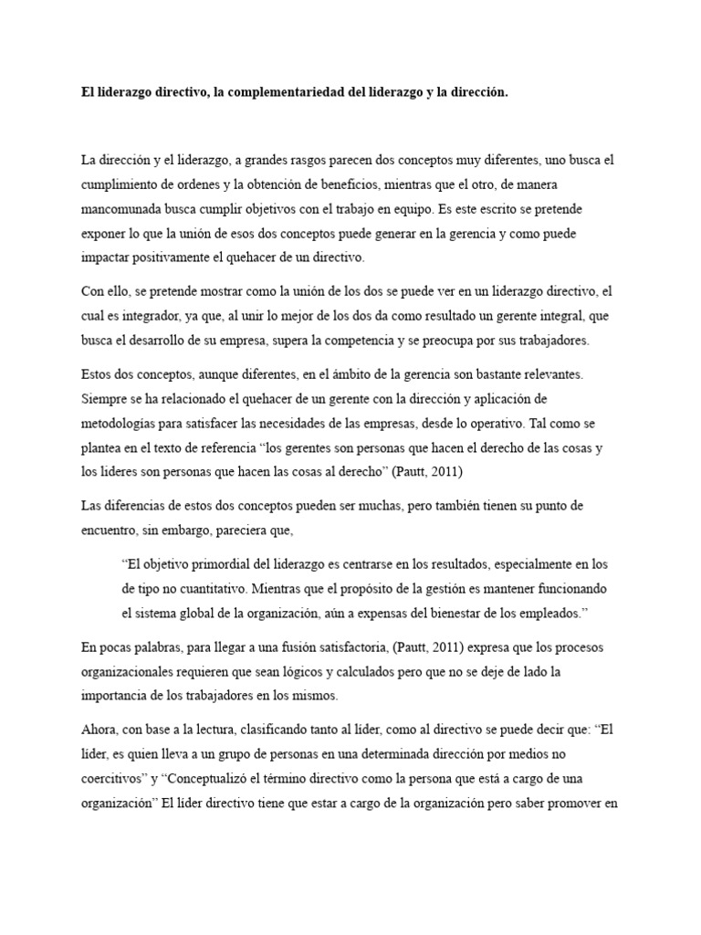 Liderazgo y Dirección en la Gerencia | PDF | Liderazgo | Planificación