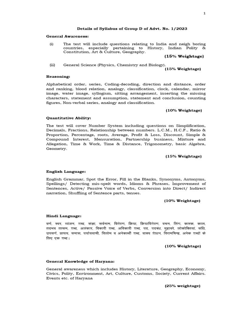 Group D Syllabus Overview 2023 | PDF | Languages | Foreign Language Studies