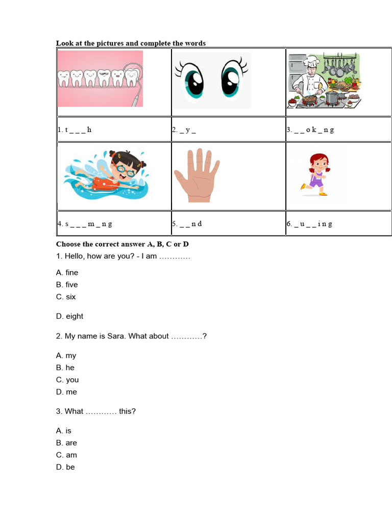 Look at the pictures and complete the words | PDF