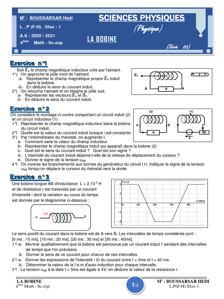 Autoinduction et Courants Induits | PDF | Inducteur | Tension électrique