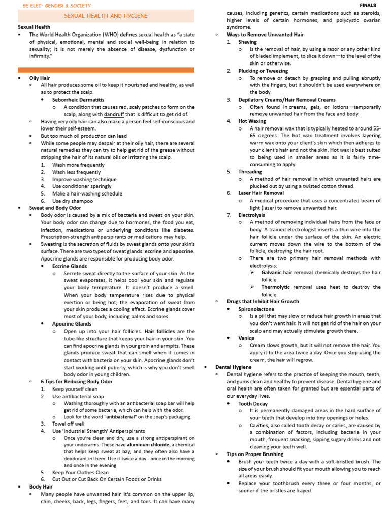 GAS Notes FINALS Complete | PDF | Adolescence | Toothbrush