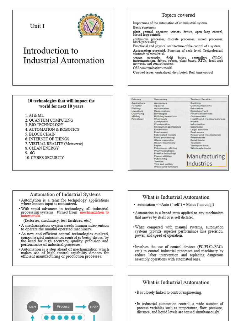 Industrial Automation Overview and Benefits | PDF | Programmable Logic ...