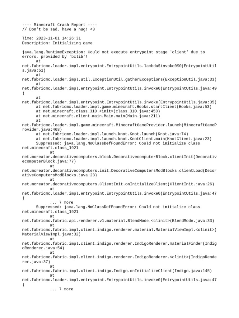 Minecraft Client Initialization Error Report | PDF | Computer ...