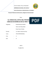 El Código de La Ética Del Profesional en Ciencias Económicas en El Perú y El Mundo