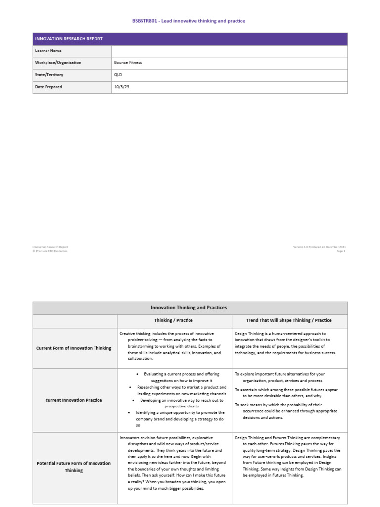 Leading Innovative Thinking Techniques | PDF | Innovation | Brainstorming
