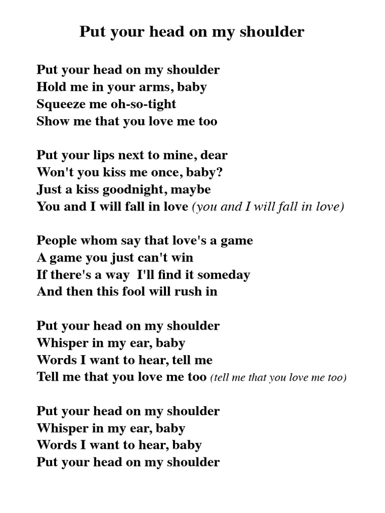 Put your head on my shoulder pdf