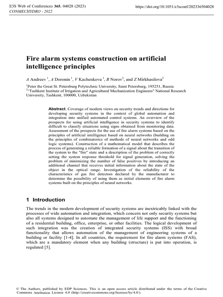 AI-Driven Fire Alarm System Design | PDF | Artificial Intelligence ...