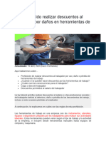 Está Prohibido Realizar Descuentos Al Trabajador Por Daños en Herramientas de Trabajo