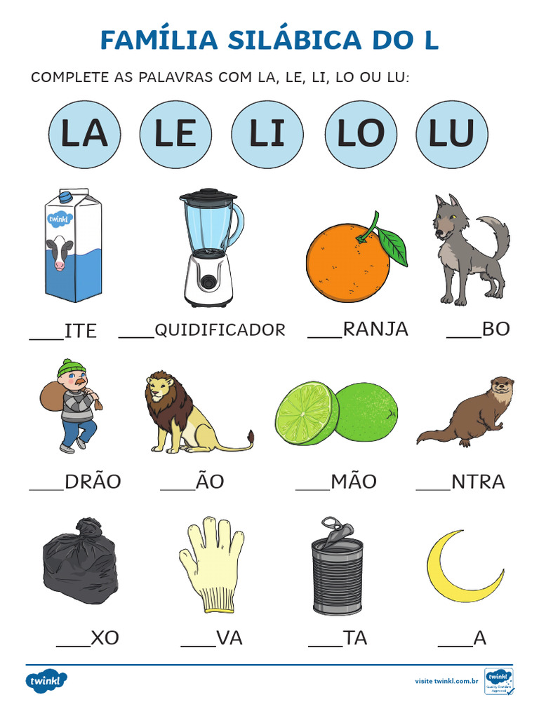 Atividade Com a Familia Silabica Do l Ver 1 | PDF