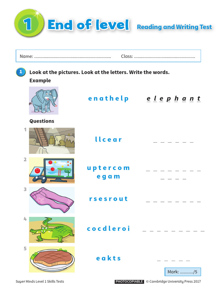 Level 1 - End of Level Reading & Writing | PDF