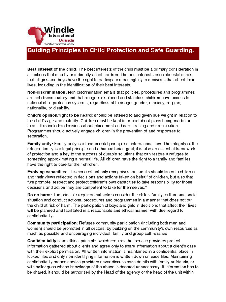 Child Protection Principles Explained | PDF | Confidentiality | Consent
